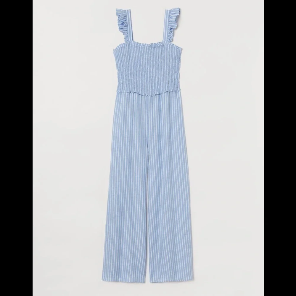 NWT H&M Conscious Linen Smocked Jumpsuit Size S